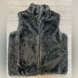 Guess Reversible Faux Fur Vest in Dark Gray and Gunmetal